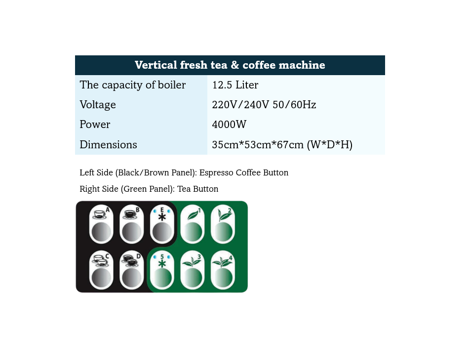 Vertical fresh tea & coffee machine